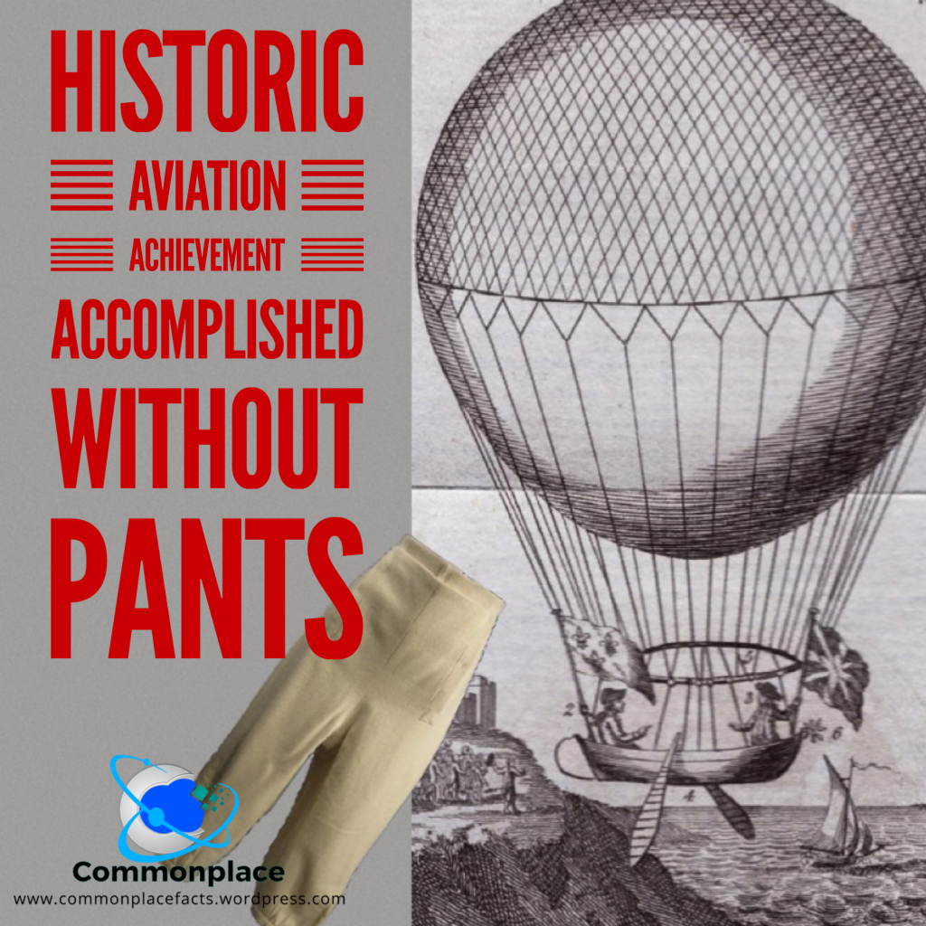 First airmail hot air balloon English Channel without pants